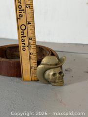 MaxSold Auction: Vintage Leather Belt w/ Brass Cowboy Skull Buckle Western Biker Rockabilly - Hamilton (Ontario, Canada) SELLER MANAGED Estate Sale Online Auction - Park Street West