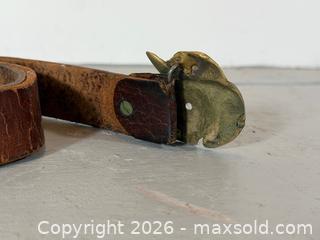 MaxSold Auction: Vintage Leather Belt w/ Brass Cowboy Skull Buckle Western Biker Rockabilly - Hamilton (Ontario, Canada) SELLER MANAGED Estate Sale Online Auction - Park Street West