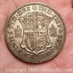 MaxSold Auction: 1935 Great Britain silver half crown coin weight 14.10 grams - Mississauga (Ontario, Canada) SELLER MANAGED Downsizing Online Auction - Golden Orchard Drive (CONDO)