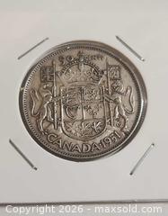 MaxSold Auction: 1951 Canadian Silver 50 Cents Half Dollar Coin ,11.73grams - Mississauga (Ontario, Canada) SELLER MANAGED Downsizing Online Auction - Golden Orchard Drive (CONDO)