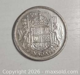 MaxSold Auction: 1957 Canadian Silver 50 Cents coin 11.50 grams - Mississauga (Ontario, Canada) SELLER MANAGED Downsizing Online Auction - Golden Orchard Drive (CONDO)