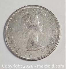 MaxSold Auction: 1957 Canadian Silver 50 Cents coin 11.50 grams - Mississauga (Ontario, Canada) SELLER MANAGED Downsizing Online Auction - Golden Orchard Drive (CONDO)