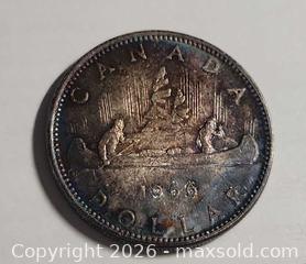 MaxSold Auction: 1966 Canada Silver Dollar -  Voyageur $1 Silver Coin - Elizabeth II , weight 23.30 - Mississauga (Ontario, Canada) SELLER MANAGED Downsizing Online Auction - Golden Orchard Drive (CONDO)