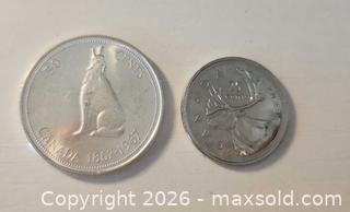 MaxSold Auction: 1967 CANADA Queen ELIZABETH II Wolf Howls Old Silver 50 Cents Coin , 11.82 grams - Mississauga (Ontario, Canada) SELLER MANAGED Downsizing Online Auction - Golden Orchard Drive (CONDO)