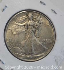 MaxSold Auction: vintage United States Silver coin 1945 Walking Liberty Half Dollar 12.5g - Mississauga (Ontario, Canada) SELLER MANAGED Downsizing Online Auction - Golden Orchard Drive (CONDO)
