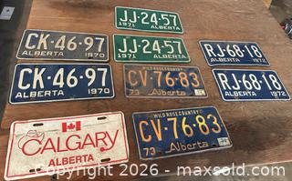 MaxSold Auction: Alberta Metal License Plates 1970-1973 - Lot of 9 - Acme (Alberta, Canada) PARTNER MANAGED Moving Online Auction - Township Road 292