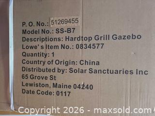 MaxSold Auction: Hardtop Grill Gazebo Solar Sanctuaries SS-B7 (Lowe's 0834577) - Acme (Alberta, Canada) PARTNER MANAGED Moving Online Auction - Township Road 292