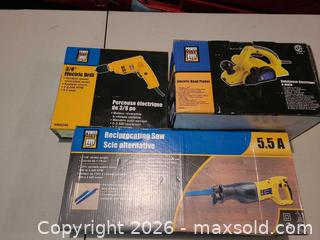 MaxSold Auction: Power Fist 3-Piece Corded Electric Tool Lot: Saw, Drill, Planer - Acme (Alberta, Canada) PARTNER MANAGED Moving Online Auction - Township Road 292