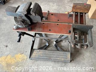 MaxSold Auction: Record 6" Bench Vise Swivel Base for Portable Workmate Bench - Acme (Alberta, Canada) PARTNER MANAGED Moving Online Auction - Township Road 292