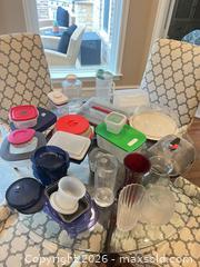 MaxSold Auction: Assorted plastic food storage containers, glass vases and lids - Frisco (Texas, USA) PARTNER MANAGED Downsizing Online Auction - Miramar Drive