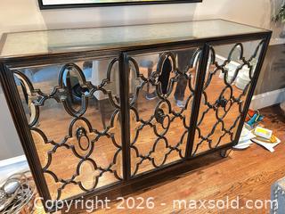MaxSold Auction: Black Mirrored Console Table / Sideboard with 3 Doors, 60–62 in - Frisco (Texas, USA) PARTNER MANAGED Downsizing Online Auction - Miramar Drive