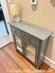 MaxSold Auction: Gray Modern Farmhouse Console / Accent Cabinet with Glass Doors - Frisco (Texas, USA) PARTNER MANAGED Downsizing Online Auction - Miramar Drive