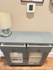 MaxSold Auction: Gray Modern Farmhouse Console / Accent Cabinet with Glass Doors - Frisco (Texas, USA) PARTNER MANAGED Downsizing Online Auction - Miramar Drive