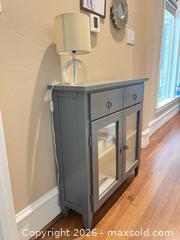MaxSold Auction: Gray Modern Farmhouse Console / Accent Cabinet with Glass Doors - Frisco (Texas, USA) PARTNER MANAGED Downsizing Online Auction - Miramar Drive