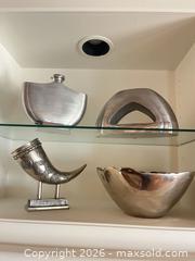 MaxSold Auction: Set of 4 Silver Metal Decorative Pieces, Modern Style - Frisco (Texas, USA) PARTNER MANAGED Downsizing Online Auction - Miramar Drive