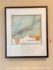 MaxSold Auction: Signed Abstract Modern Framed Art in Dark Brown Wood Frame - Frisco (Texas, USA) PARTNER MANAGED Downsizing Online Auction - Miramar Drive