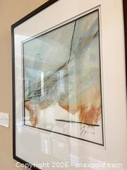 MaxSold Auction: Signed Abstract Modern Framed Art in Dark Brown Wood Frame - Frisco (Texas, USA) PARTNER MANAGED Downsizing Online Auction - Miramar Drive