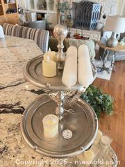 MaxSold Auction: Silver Metal Tiered Decorative Tray with Removable Bird - Frisco (Texas, USA) PARTNER MANAGED Downsizing Online Auction - Miramar Drive