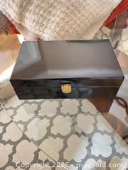 MaxSold Auction: Small Lacquered Wood Humidor with Hygrometer - Frisco (Texas, USA) PARTNER MANAGED Downsizing Online Auction - Miramar Drive