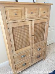 MaxSold Auction: Solid Wood Cabinet / Armoire with Drawers, Shelves & Mesh Doors - Frisco (Texas, USA) PARTNER MANAGED Downsizing Online Auction - Miramar Drive