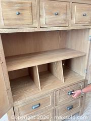 MaxSold Auction: Solid Wood Cabinet / Armoire with Drawers, Shelves & Mesh Doors - Frisco (Texas, USA) PARTNER MANAGED Downsizing Online Auction - Miramar Drive