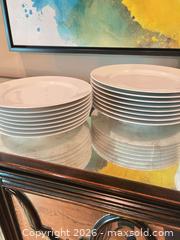 MaxSold Auction: White Porcelain Dinnerware Set with Glass Gravy Boats and Serving Pieces - Frisco (Texas, USA) PARTNER MANAGED Downsizing Online Auction - Miramar Drive
