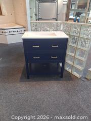 MaxSold Auction: 30 x 19 Navy Bathroom Vanity with Quartz Integrated Sink - Voorhees Township (New Jersey, USA) SELLER MANAGED Commercial Liquidation Online Auction - Centennial Boulevard