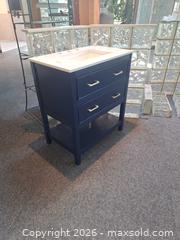 MaxSold Auction: 30 x 19 Navy Bathroom Vanity with Quartz Integrated Sink - Voorhees Township (New Jersey, USA) SELLER MANAGED Commercial Liquidation Online Auction - Centennial Boulevard