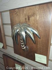 MaxSold Auction: Michael Healy Brass Palm Tree Door Knocker on Wood Plaque - Voorhees Township (New Jersey, USA) SELLER MANAGED Commercial Liquidation Online Auction - Centennial Boulevard