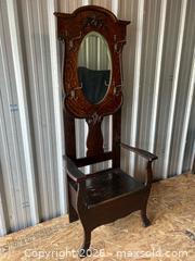 MaxSold Auction: Antique Hall Tree Bench with Mirror & Storage Oak – 77inH  - London (Ontario, Canada) PARTNER MANAGED Estate Sale Online Auction - Thompson Road (STORAGE)