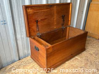 MaxSold Auction: Antique Pine Blanket Chest with Cast Iron Handles – 41.5in - London (Ontario, Canada) PARTNER MANAGED Estate Sale Online Auction - Thompson Road (STORAGE)