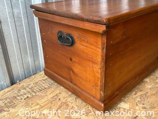 MaxSold Auction: Antique Pine Blanket Chest with Cast Iron Handles – 41.5in - London (Ontario, Canada) PARTNER MANAGED Estate Sale Online Auction - Thompson Road (STORAGE)