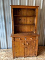 MaxSold Auction: Antique Pine Stepback Cupboard – Primitive Hutch – One Piece 68.5inH - London (Ontario, Canada) PARTNER MANAGED Estate Sale Online Auction - Thompson Road (STORAGE)