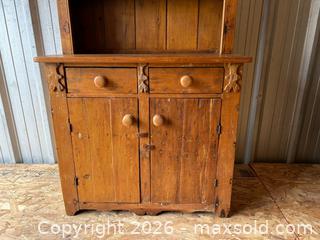 MaxSold Auction: Antique Pine Stepback Cupboard – Primitive Hutch – One Piece 68.5inH - London (Ontario, Canada) PARTNER MANAGED Estate Sale Online Auction - Thompson Road (STORAGE)