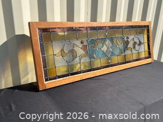 MaxSold Auction: Large Vintage Leaded Stained Glass Transom Window with Beveled Glass - London (Ontario, Canada) PARTNER MANAGED Estate Sale Online Auction - Thompson Road (STORAGE)