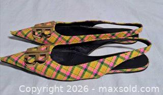 MaxSold Auction: Balenciaga Madras Plaid Slingback Flats | FITS 8-8.5 Narrow  - Markham (Ontario, Canada) SELLER MANAGED Downsizing Online Auction - Major Mackenzie Drive East