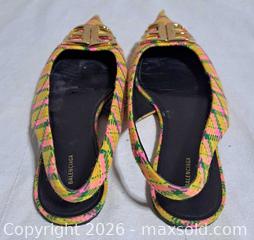 MaxSold Auction: Balenciaga Madras Plaid Slingback Flats | FITS 8-8.5 Narrow  - Markham (Ontario, Canada) SELLER MANAGED Downsizing Online Auction - Major Mackenzie Drive East