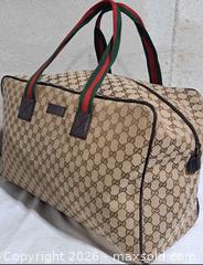 MaxSold Auction: Gucci GG Canvas Web Duffle  bag Large  - Markham (Ontario, Canada) SELLER MANAGED Downsizing Online Auction - Major Mackenzie Drive East