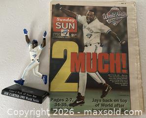 MaxSold Auction: Toronto Blue Jays Bundle - Memorabilia - Historic Newspaper and Joe Carter Figure (1993) - Toronto (Ontario, Canada) SELLER MANAGED Downsizing Online Auction - Findlay Boulevard