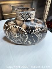 MaxSold Auction: Black Ceramic Horsehair Smoke-Fired Southwestern Vase (Signed) - Morgan Hill (California, USA) PARTNER MANAGED Estate Sale Online Auction - Dougherty Avenue