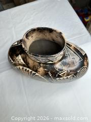 MaxSold Auction: Black Ceramic Horsehair Smoke-Fired Southwestern Vase (Signed) - Morgan Hill (California, USA) PARTNER MANAGED Estate Sale Online Auction - Dougherty Avenue