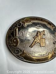 MaxSold Auction: Jachens Inc. 1965 German Silver Rodeo Barrel Racing Belt Buckle - Morgan Hill (California, USA) PARTNER MANAGED Estate Sale Online Auction - Dougherty Avenue