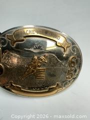 MaxSold Auction: Jachens Inc. 1965 German Silver Rodeo Barrel Racing Belt Buckle - Morgan Hill (California, USA) PARTNER MANAGED Estate Sale Online Auction - Dougherty Avenue