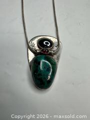 MaxSold Auction: Sterling Silver Necklace with Chrysocolla/Azurite Pendant - Morgan Hill (California, USA) PARTNER MANAGED Estate Sale Online Auction - Dougherty Avenue