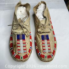 MaxSold Auction: Tan Leather Deerskin Moccasins - Native American Beaded Style - Morgan Hill (California, USA) PARTNER MANAGED Estate Sale Online Auction - Dougherty Avenue
