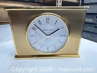 MaxSold Auction: Tiffany & Co. Brass Desk / Mantel Clock, Swiss Movement - Morgan Hill (California, USA) PARTNER MANAGED Estate Sale Online Auction - Dougherty Avenue