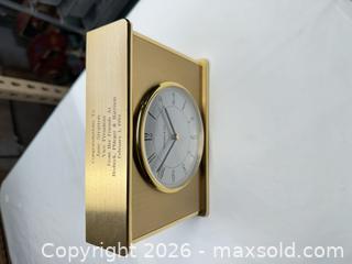 MaxSold Auction: Tiffany & Co. Brass Desk / Mantel Clock, Swiss Movement - Morgan Hill (California, USA) PARTNER MANAGED Estate Sale Online Auction - Dougherty Avenue