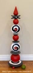 MaxSold Auction: Post Modern Red + Black Turned Wood Sculpture  - Toronto (Ontario, Canada) PARTNER MANAGED Estate Sale Online Auction - Kimbark Boulevard