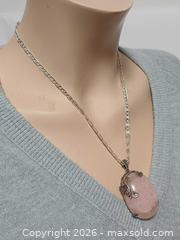 MaxSold Auction: 925 Silver & Large Oval Rose Quartz Pendant Necklace Marked  - Toronto (Ontario, Canada) PARTNER MANAGED Reseller Online Auction - Queen Street West