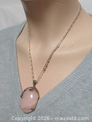MaxSold Auction: 925 Silver & Large Oval Rose Quartz Pendant Necklace Marked  - Toronto (Ontario, Canada) PARTNER MANAGED Reseller Online Auction - Queen Street West